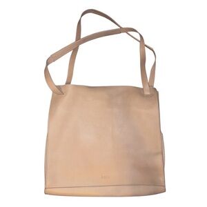 ABLE Classic Minimalist Tan Shoulder Tote in color fog
